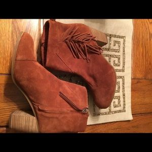 TOM's Suede Cognac Bootie New Size 11 Retail $125
